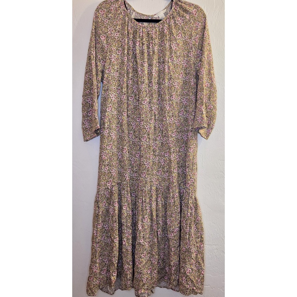 H&M Women's Small Oversized Floral Tiered Maxi Dress Country Prairie Cottagecore